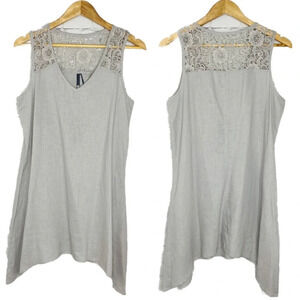 ✨NWT Stella Carakasi Hemp Lace Tunic Mini Dress Size Small Lagenlook Sustainable
